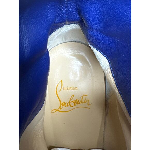 Christian Louboutin Blue Patent Leather Vogue Plexi Telesiege Ankle Boots EU 38 - Picture 4 of 11